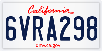 CA license plate 6VRA298