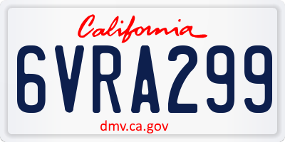 CA license plate 6VRA299