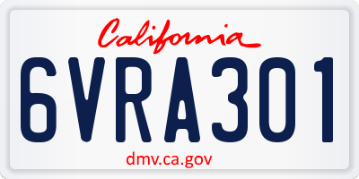 CA license plate 6VRA301