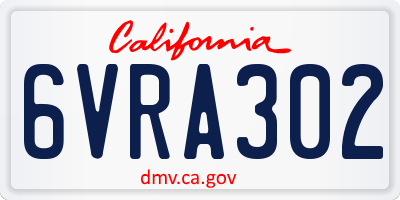 CA license plate 6VRA302