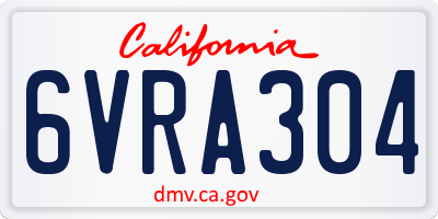 CA license plate 6VRA304