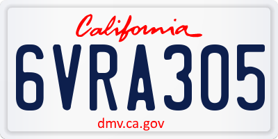 CA license plate 6VRA305
