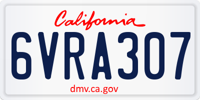 CA license plate 6VRA307