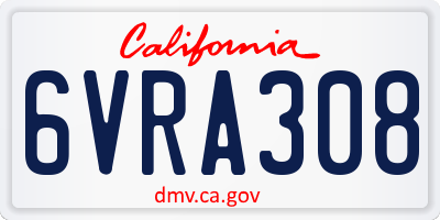 CA license plate 6VRA308