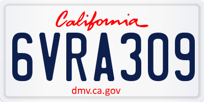 CA license plate 6VRA309