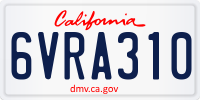 CA license plate 6VRA310
