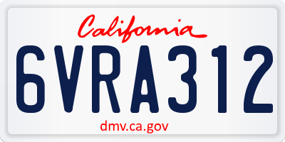 CA license plate 6VRA312