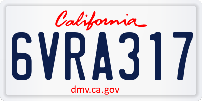 CA license plate 6VRA317