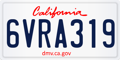 CA license plate 6VRA319
