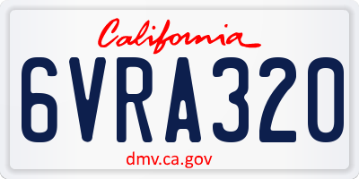 CA license plate 6VRA320