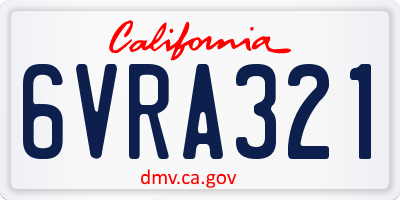 CA license plate 6VRA321