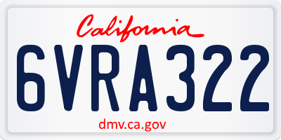 CA license plate 6VRA322