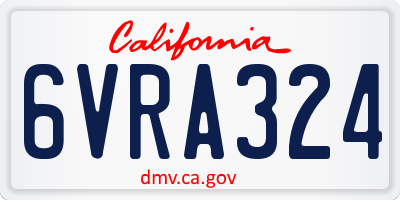 CA license plate 6VRA324