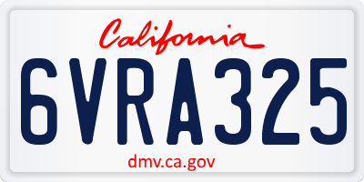CA license plate 6VRA325