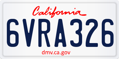 CA license plate 6VRA326