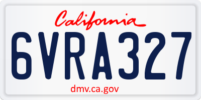 CA license plate 6VRA327