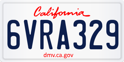 CA license plate 6VRA329
