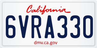 CA license plate 6VRA330