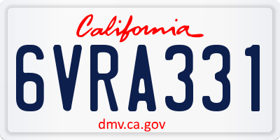 CA license plate 6VRA331