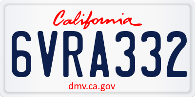 CA license plate 6VRA332