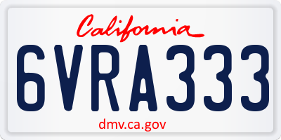 CA license plate 6VRA333