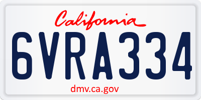 CA license plate 6VRA334