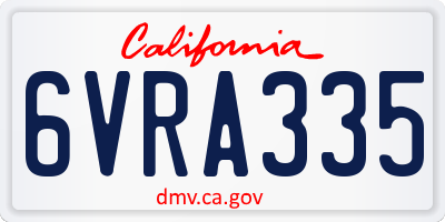 CA license plate 6VRA335