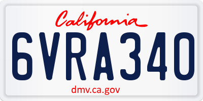 CA license plate 6VRA340