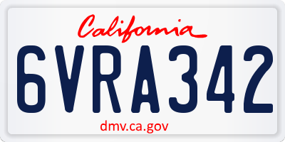 CA license plate 6VRA342