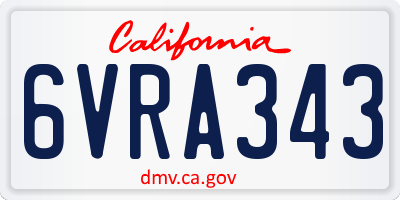 CA license plate 6VRA343