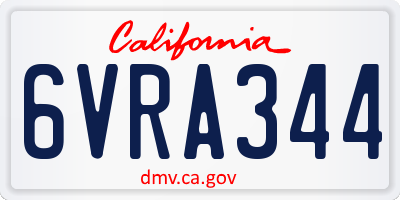 CA license plate 6VRA344