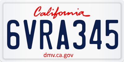 CA license plate 6VRA345