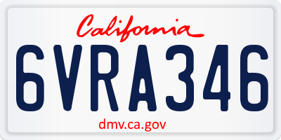 CA license plate 6VRA346