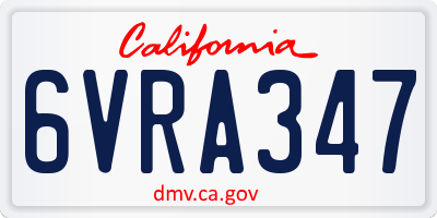 CA license plate 6VRA347