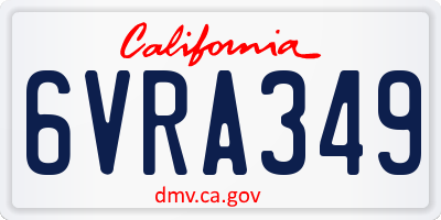 CA license plate 6VRA349