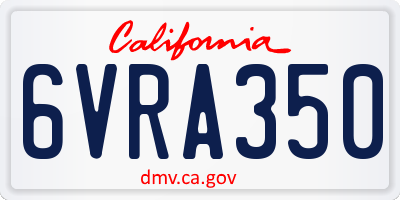 CA license plate 6VRA350