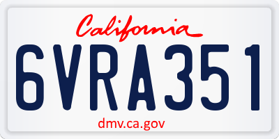 CA license plate 6VRA351
