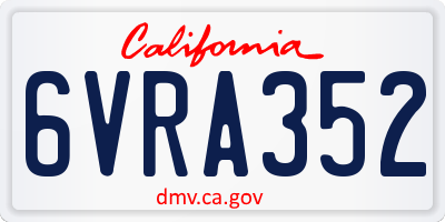 CA license plate 6VRA352