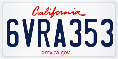 CA license plate 6VRA353