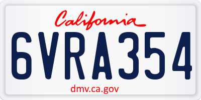 CA license plate 6VRA354