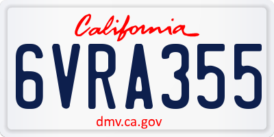 CA license plate 6VRA355