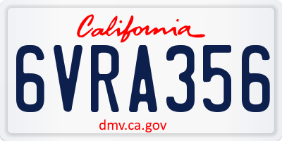 CA license plate 6VRA356