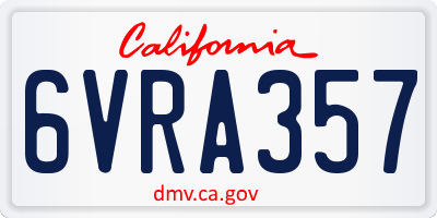 CA license plate 6VRA357
