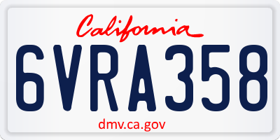 CA license plate 6VRA358