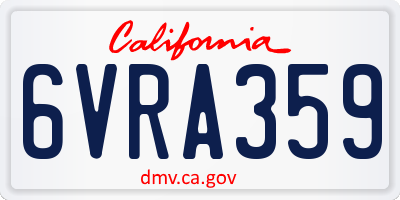 CA license plate 6VRA359
