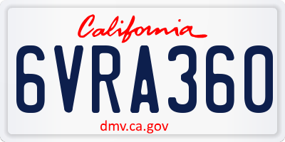 CA license plate 6VRA360