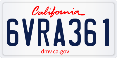 CA license plate 6VRA361
