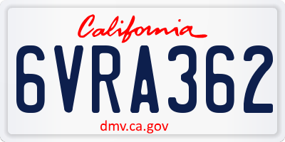 CA license plate 6VRA362