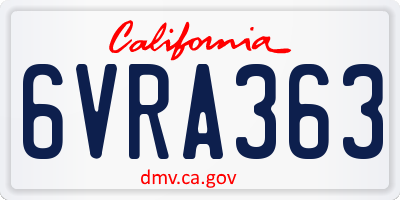 CA license plate 6VRA363