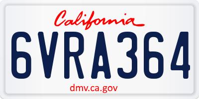 CA license plate 6VRA364